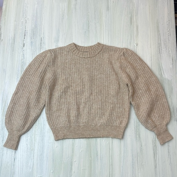Scoop Ballon Sleeve Sweater Size Small In Oatmeal - Picture 1 of 7